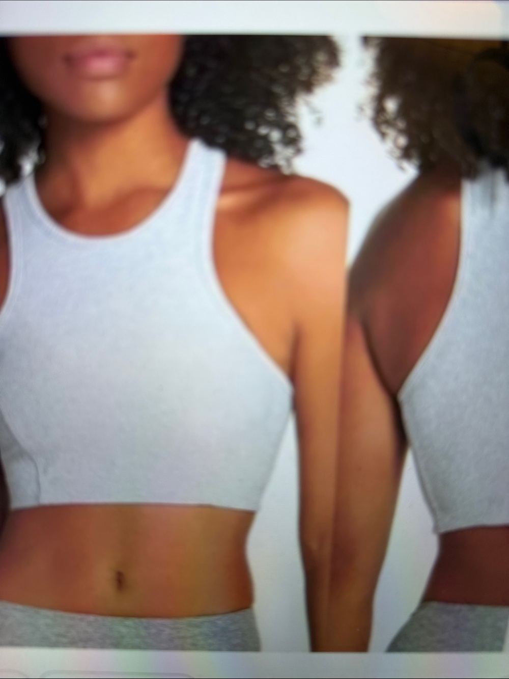 Outdoor Voices sz XS Light Gray White Athena Higher Neck Cropped Tank Sports Bra